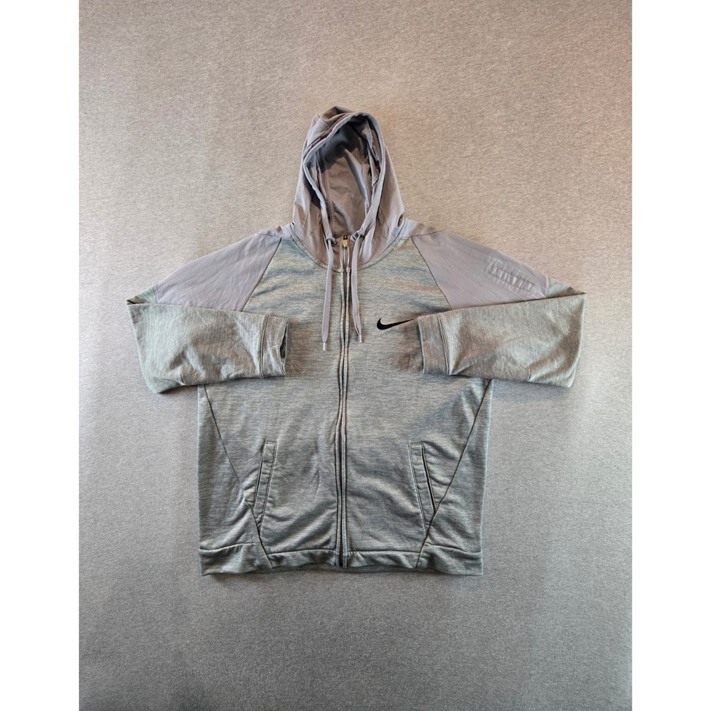 Nike Full Zip Hoodie Mens XL Grey Dri-FIT Performance Woven Overlay BV2676-073